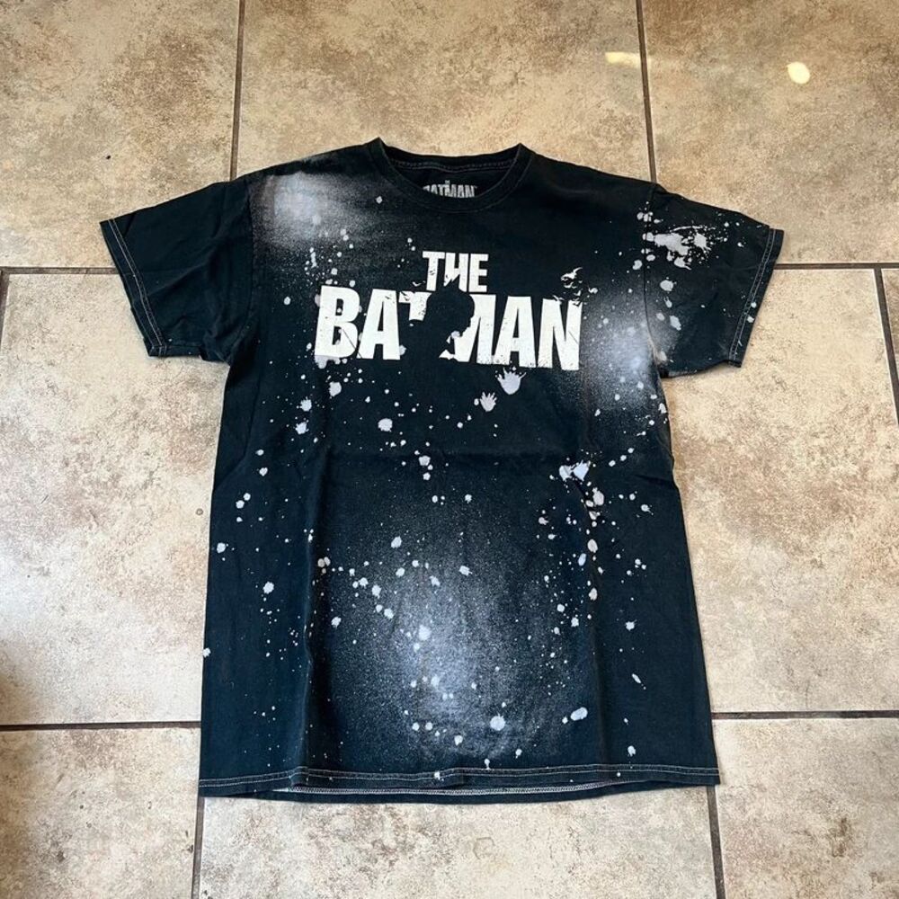 The Batman Movie Graphic T-Shirt Black Bleach Splatter Grunge Style Men’s Size M